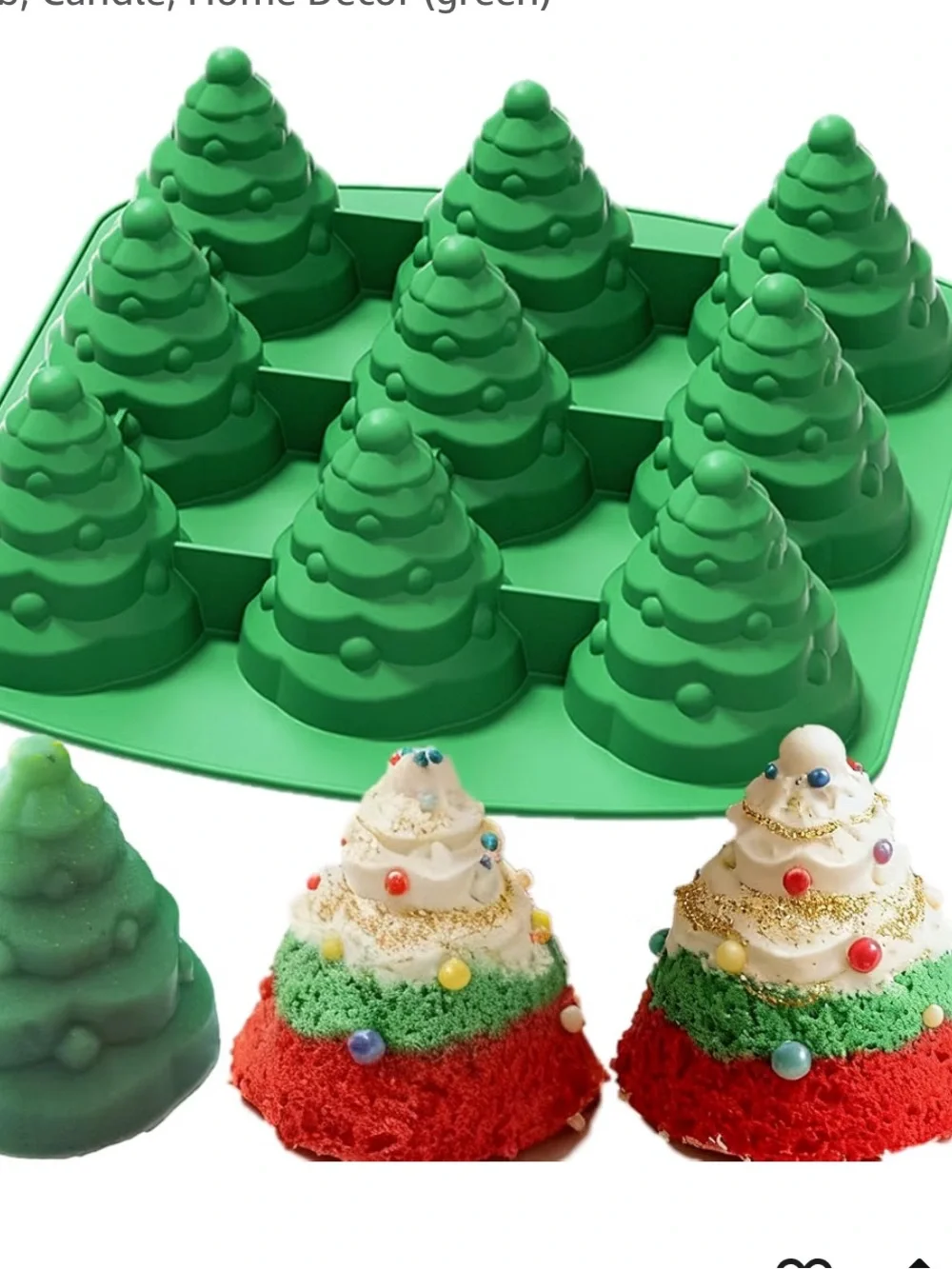 Wilton 3D Christmas Tree (9) cavity Silicone Mold, Baking, Soaps, Candles